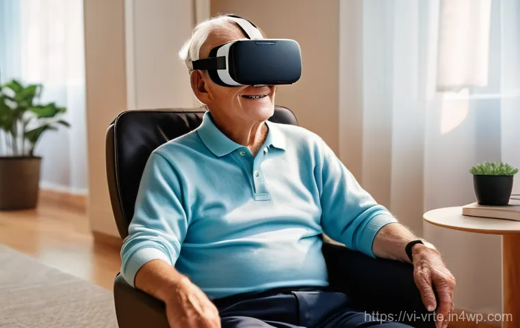 VR 재활치료의 최신 연구 결과 - **Prompt:** A focused mid-shot of a middle-aged woman, dressed in comfortable, modest athletic wear,...