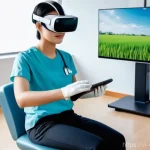 가상현실 재활치료의 안전성 - **Prompt:** A young Vietnamese patient, around 20-30 years old, with short black hair, wearing comfo...