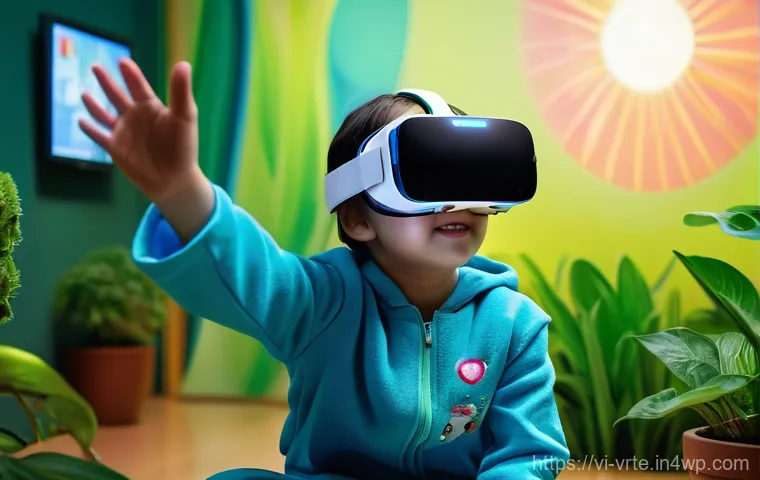 VR 재활치료의 배경 지식 - **Prompt:** A young Vietnamese patient, approximately 10 years old, with a bright and joyful express...