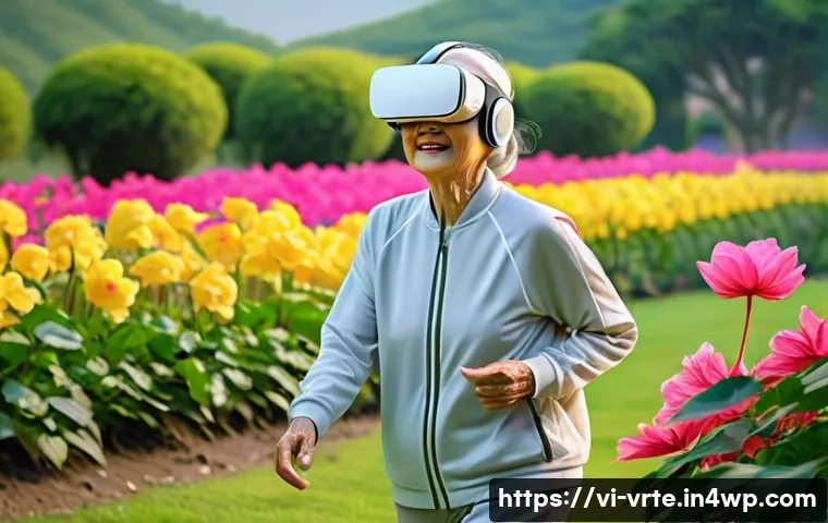 가상현실 재활치료의 환자 맞춤형 접근 - **Prompt 1: Serene Virtual Rehabilitation in a Vietnamese Flower Garden**
    A cheerful elderly Vie...
